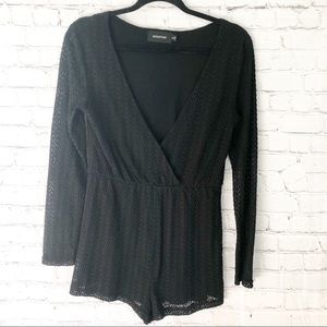 MinkPink Black Crochet Romper S